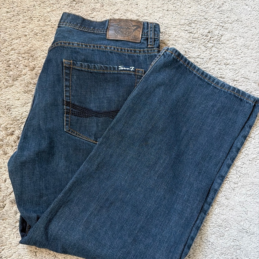 Seven7 Jeans Mens 38x30 Straight Tailored Fit Straight Blue Denim Jeans